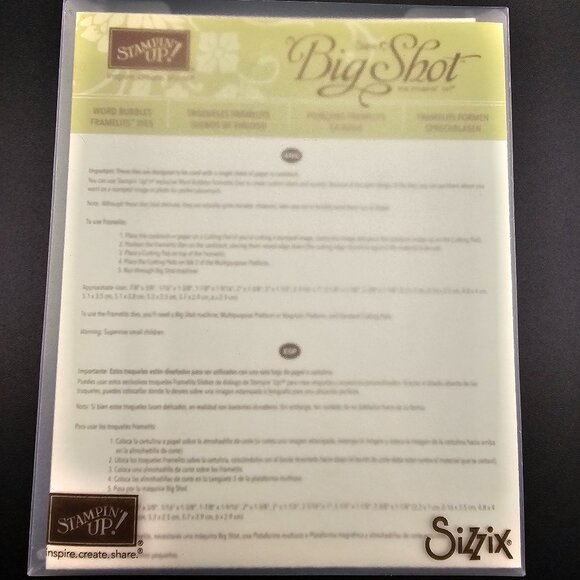 Stampin' Up Sizzix Big Shot Word Bubbles - Picture 1 of 2